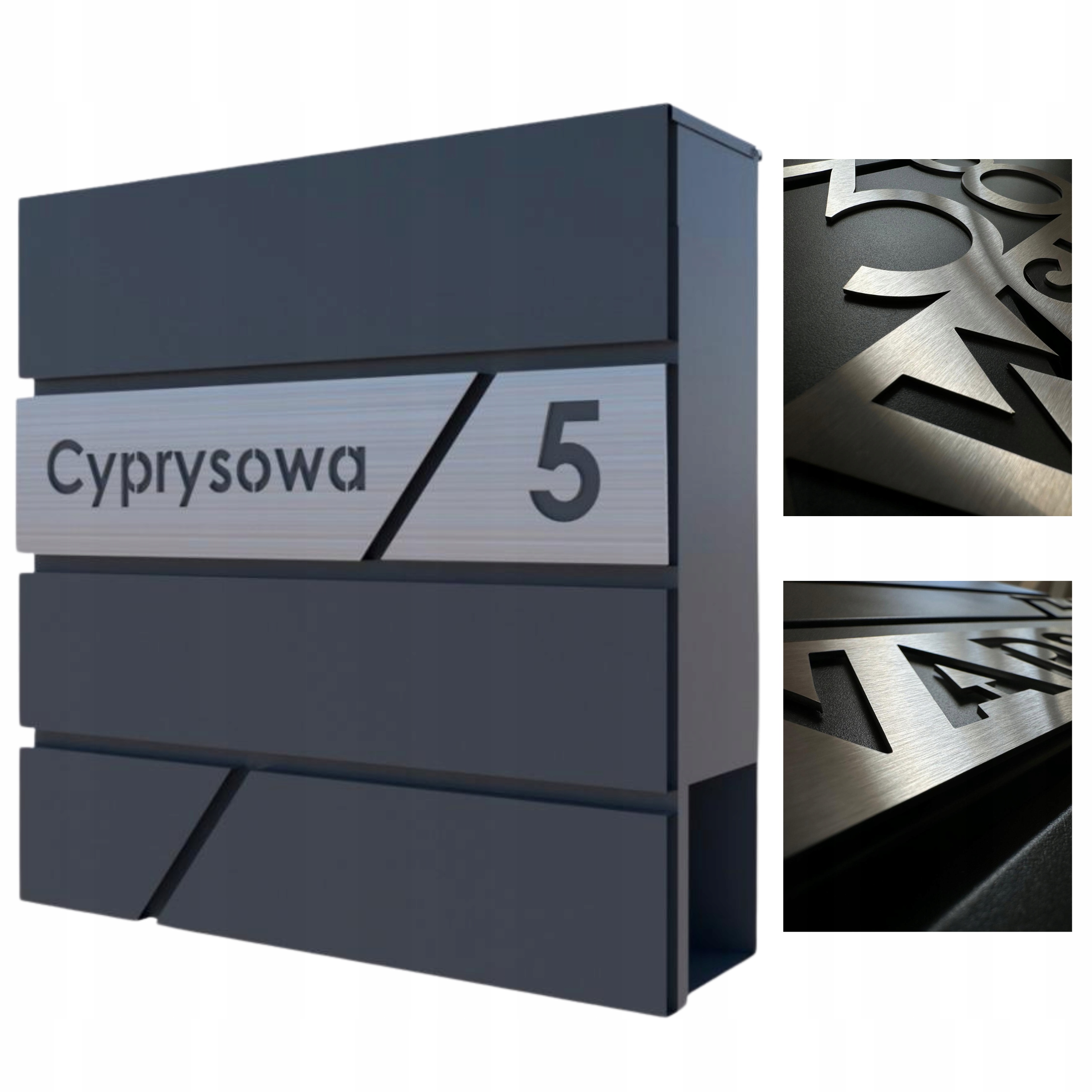 Velká Poštovní Schránka S Číslem Popisným antracit tabulka Nerezová Ocel