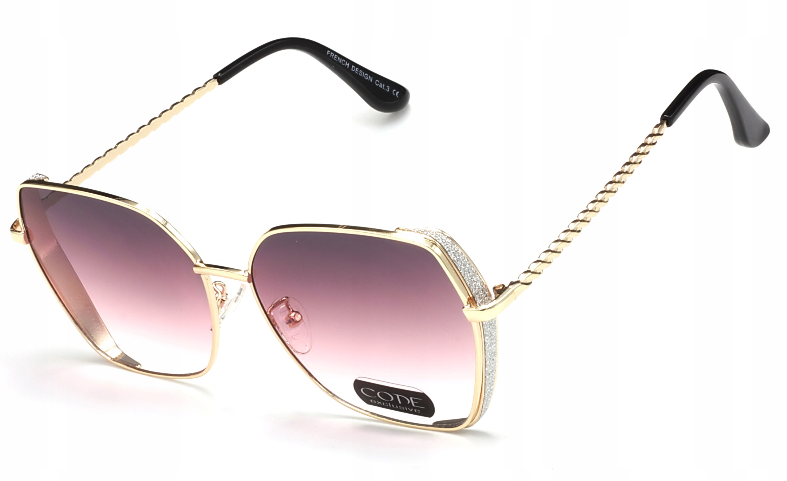 OKULARY PRZECIWSŁONECZNE DAMSKIE CIENIOWANE ETUI Odcień różowe złoto