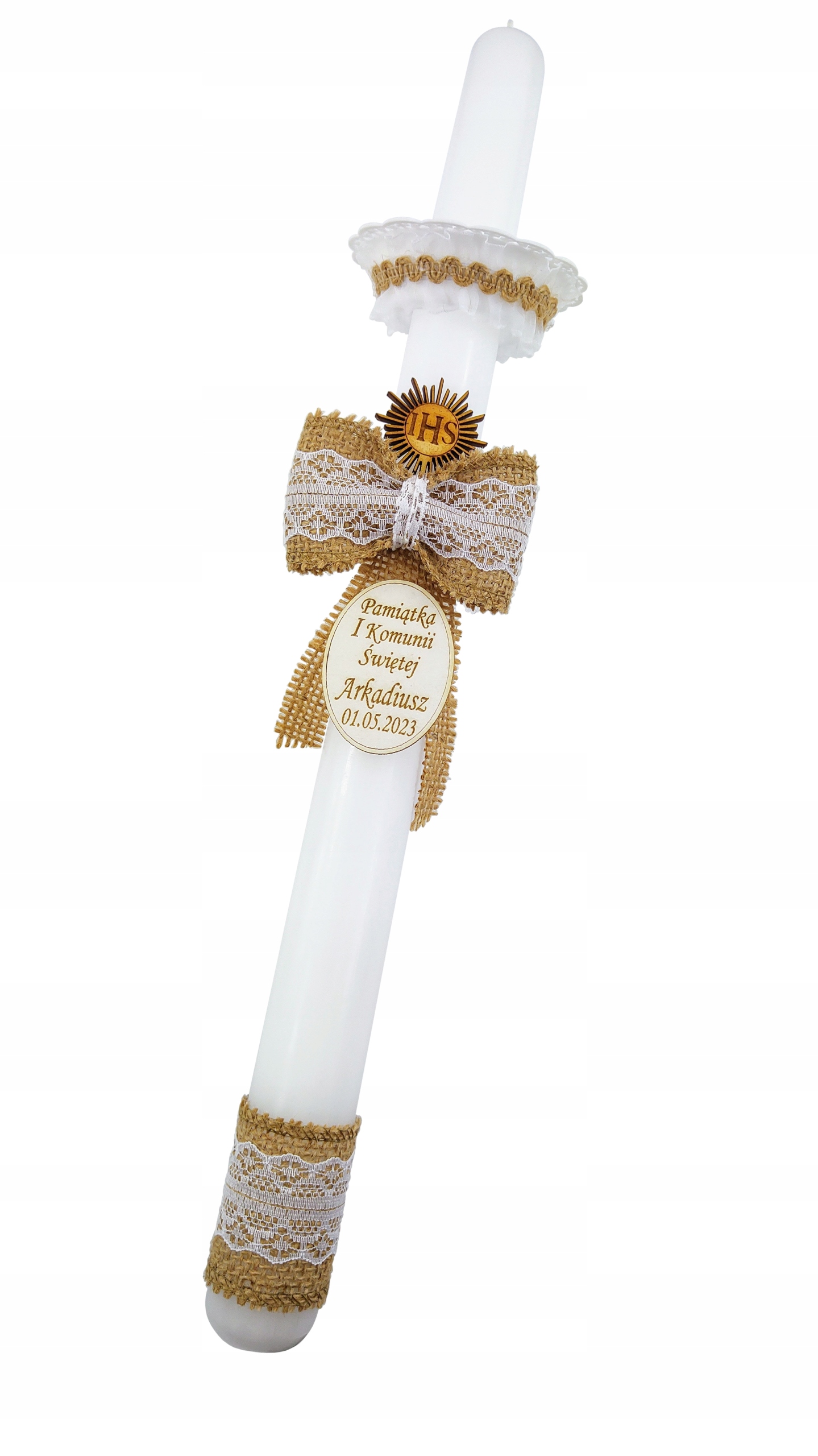 ŚWIECA KOMUNIJNA KOMUNIA grawer data RĘCZNIE robio Marka inna marka