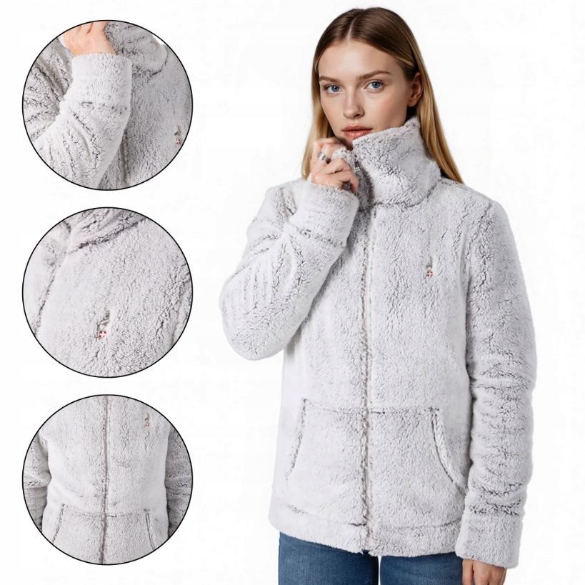 Polar Bluza damska rozpinana Aulp Norlin Ciepła z Wysoką Stójką Biały M