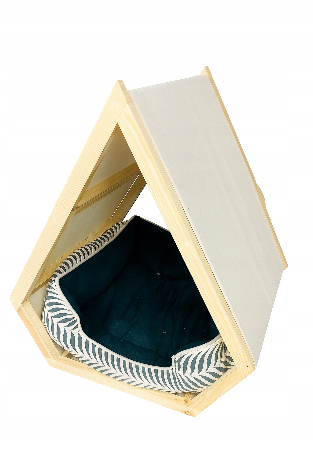 Levně Dřevěný domeček pro psa nebo kočku S s textilním materiálem