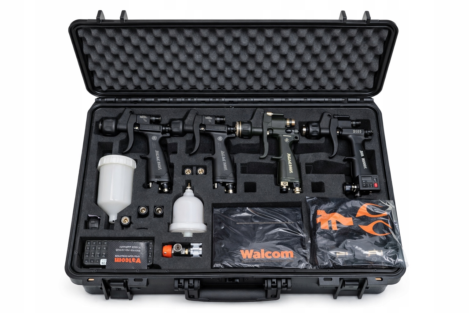 Walcom Kufor Professional – sada lakovacích pištolí Halo, príslušenstvo