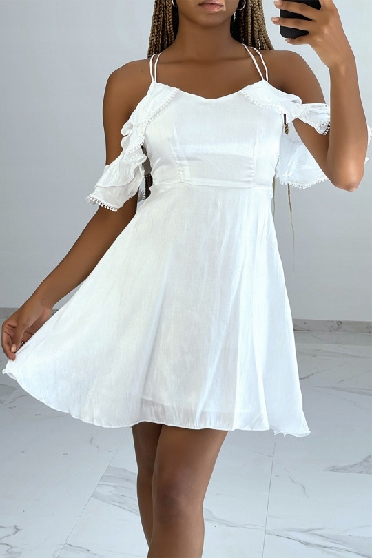 Biała sukienka z opadającymi ramiączkami Helena S Rozmiar S