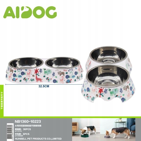 Levně Velká miska pro zvířata se vzorem Nerezová Ocel