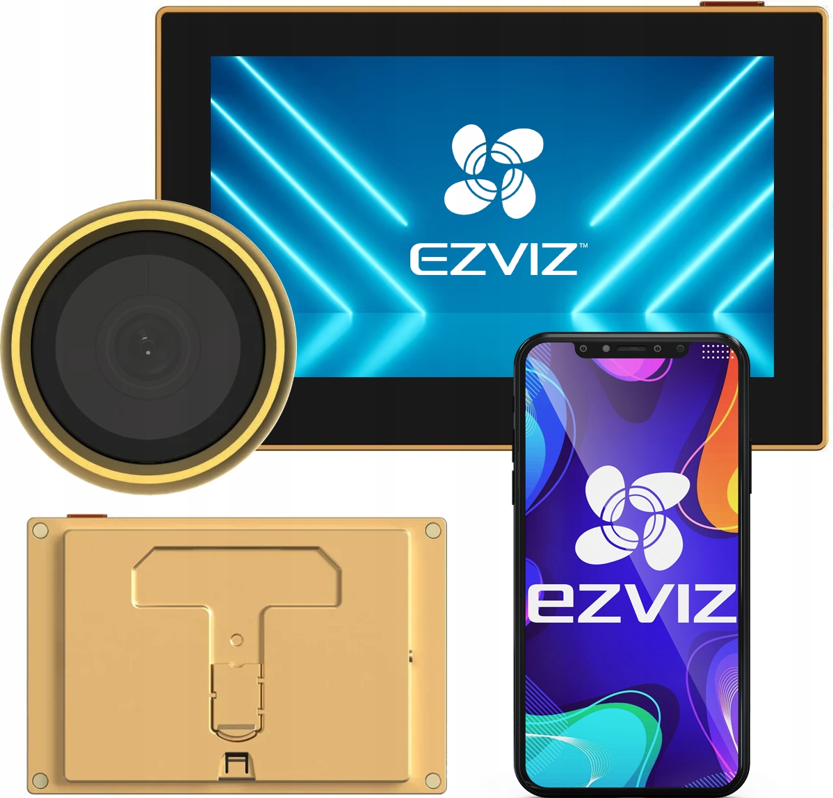 Elektronický hľadáčik s WiFi kamerou Ezviz CS-HP2 Gold Judáš na dvere Zlatý