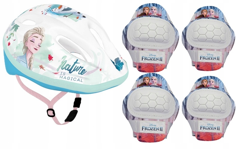 Kask rowerowy 4x ochraniacze kolana łokcie Kraina Lodu Frozen Elsa Anna