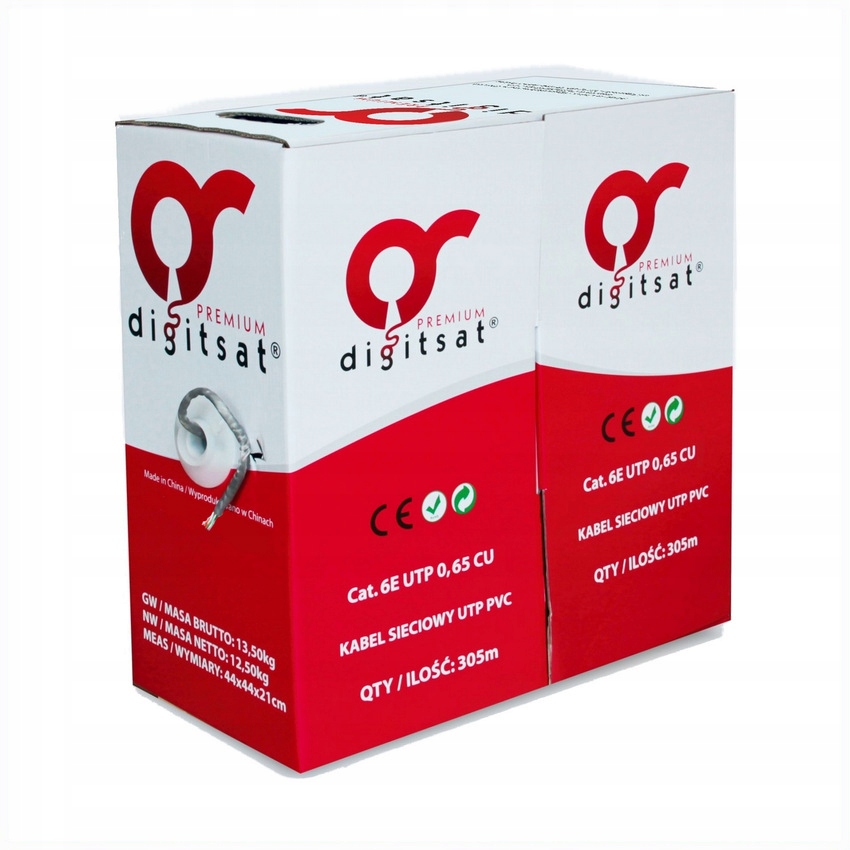 Przewód UTPw kat.6+żel Digitsat Premium Cu 305m