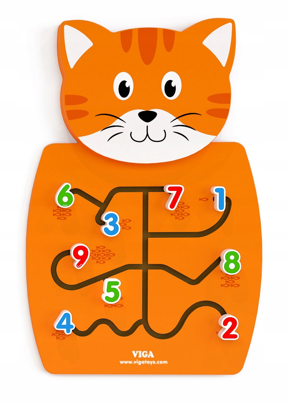 Tablica Manipulacyjna Kotek Drewniana Cyfry Labirynt Montessori 18 M Viga