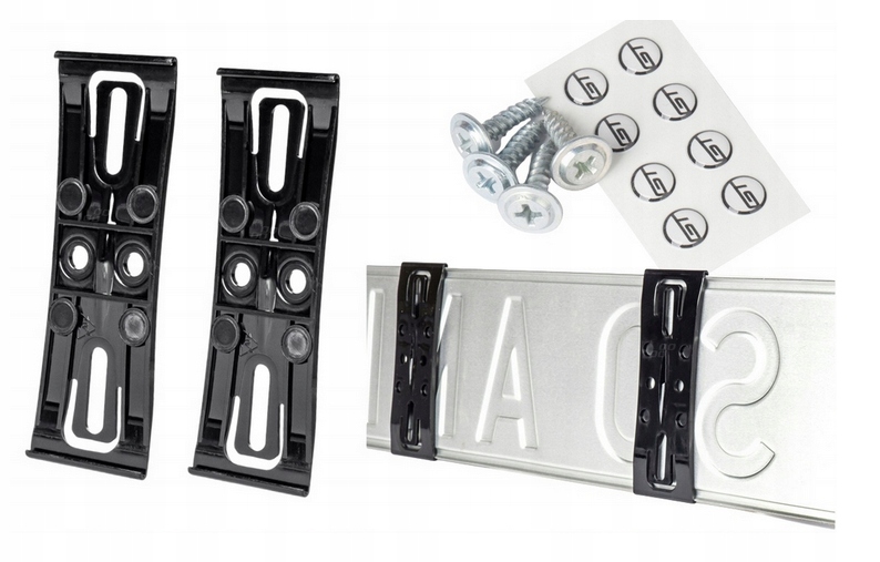 2x Uchwyt Ramka Mocowanie Tablic Rejestracyjnych Bezramkowe Tablicy Zestaw