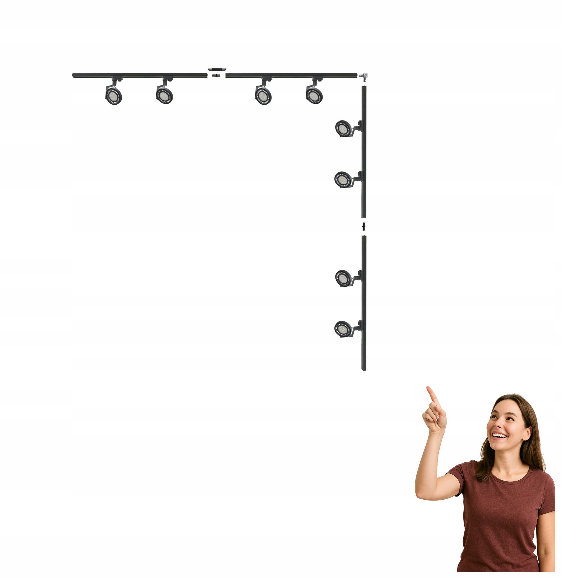 Súprava čierna L 2x2 koľajnicový kábel s reflektormi 1-fázový 3590 Zuma Line