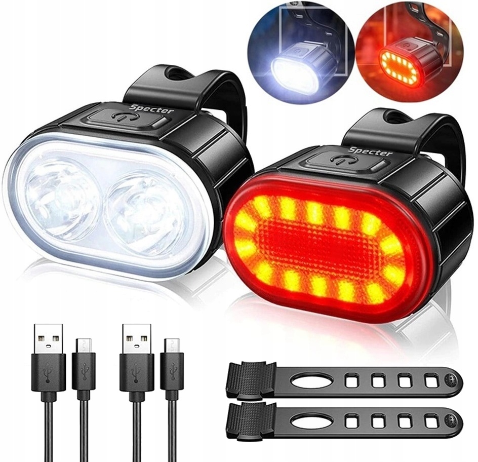 

2x lampka rowerowa Specter Duo 300lm przód tył New