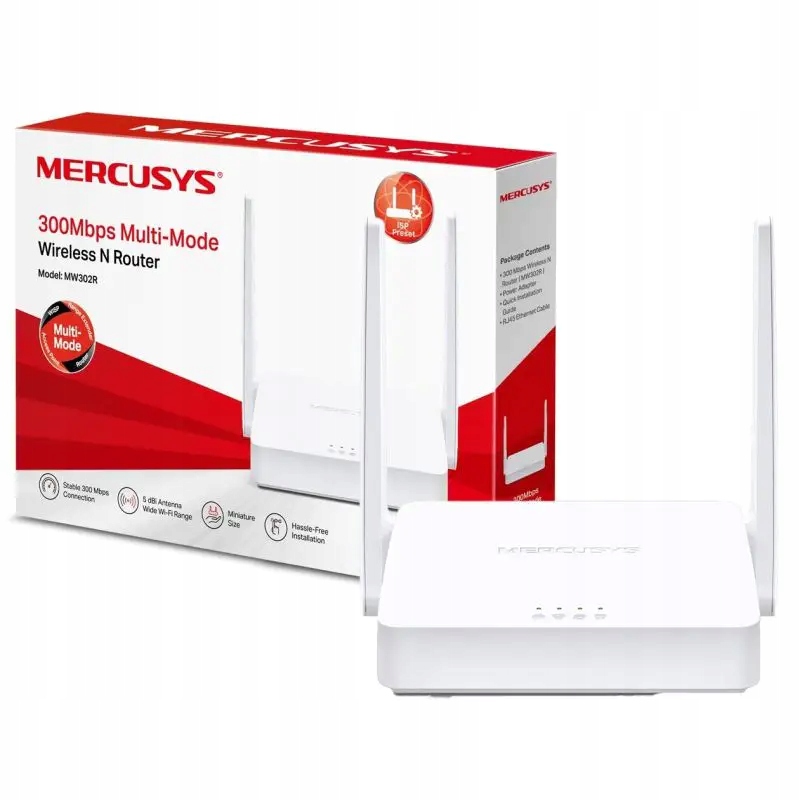 Router Mercusys MW302R 3xLAN 1xDSL WiFi 300MHz (kablówka)
