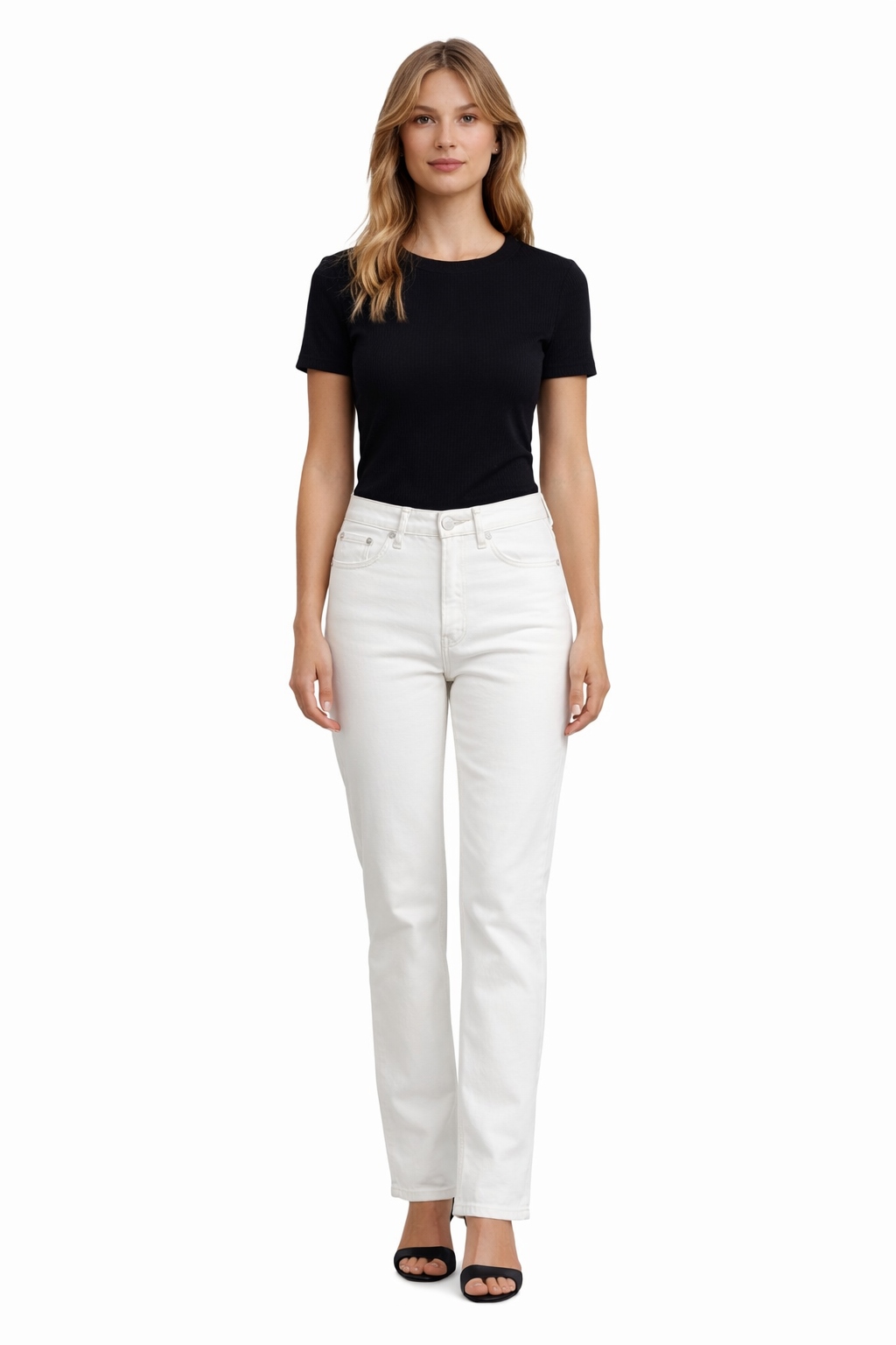 Sisley Ecru Dlouhé Džíny S Oděrkami A Jednoduchým Střihem 28 I3C