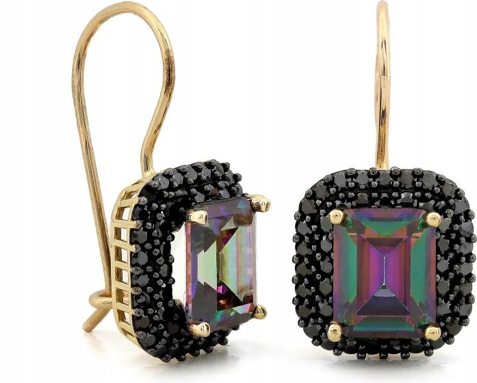 Elegantní náušnice zlaté 585 s bohatě zdobenými zirkony jako dárek