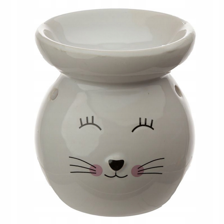 

Ceramiczny kominek zapachowy Twarz Kota biały