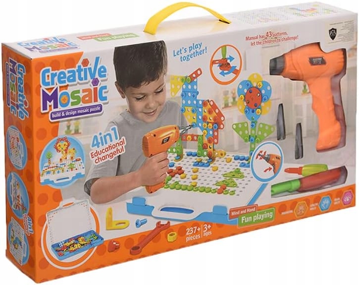 KREATYWNE PUZZLE KLOCKI KONSTRUKCYJNE 3D WKRĘTARKA WALIZKA 237 elem. Wysokość produktu 23.5 cm