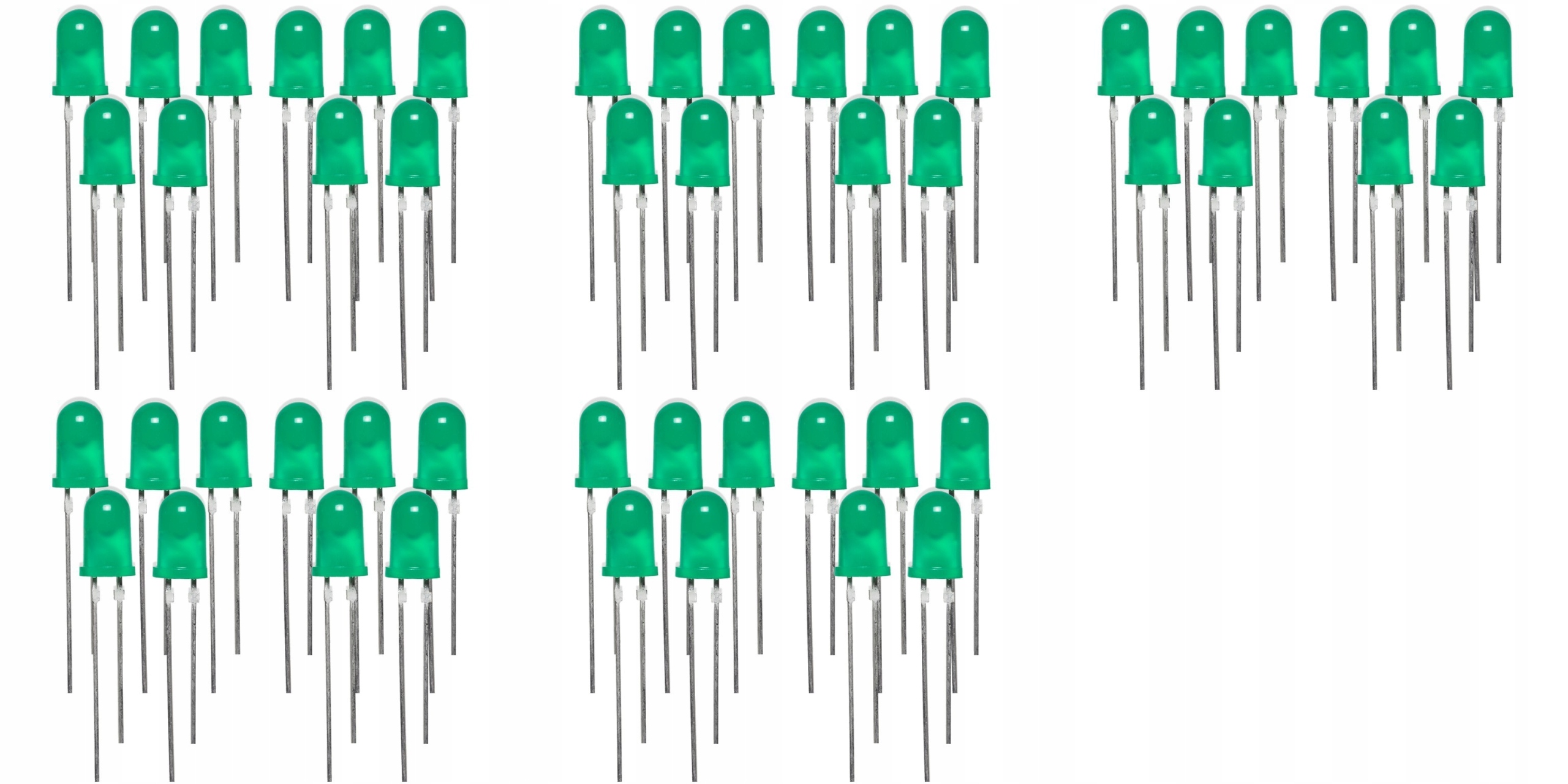 DIODY LED 3MM ZIELONE ZESTAWY KOMPLET 50SZT