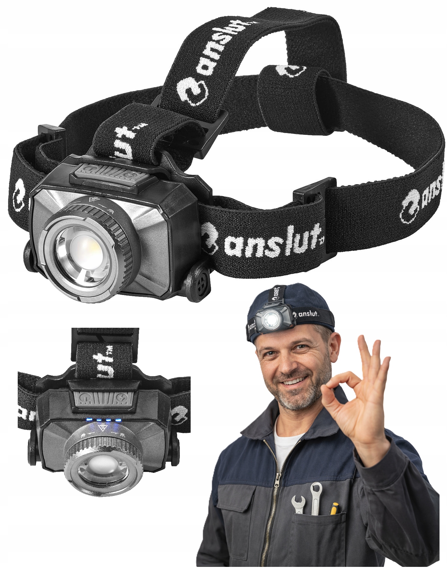 Výkonná Čelovka Led Čelovka Na Čelo 4 Režimy Usb Sos Regulace