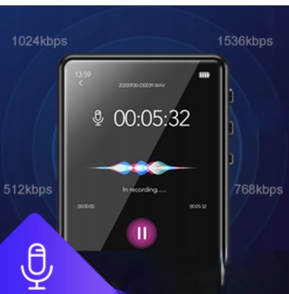 ODTWARZACZ MP3 32GB SPORT BLUETOOTH, SŁUCHAWKI, RADIO, MP4 HiFi dotykowy Wysokość produktu 7.15 cm