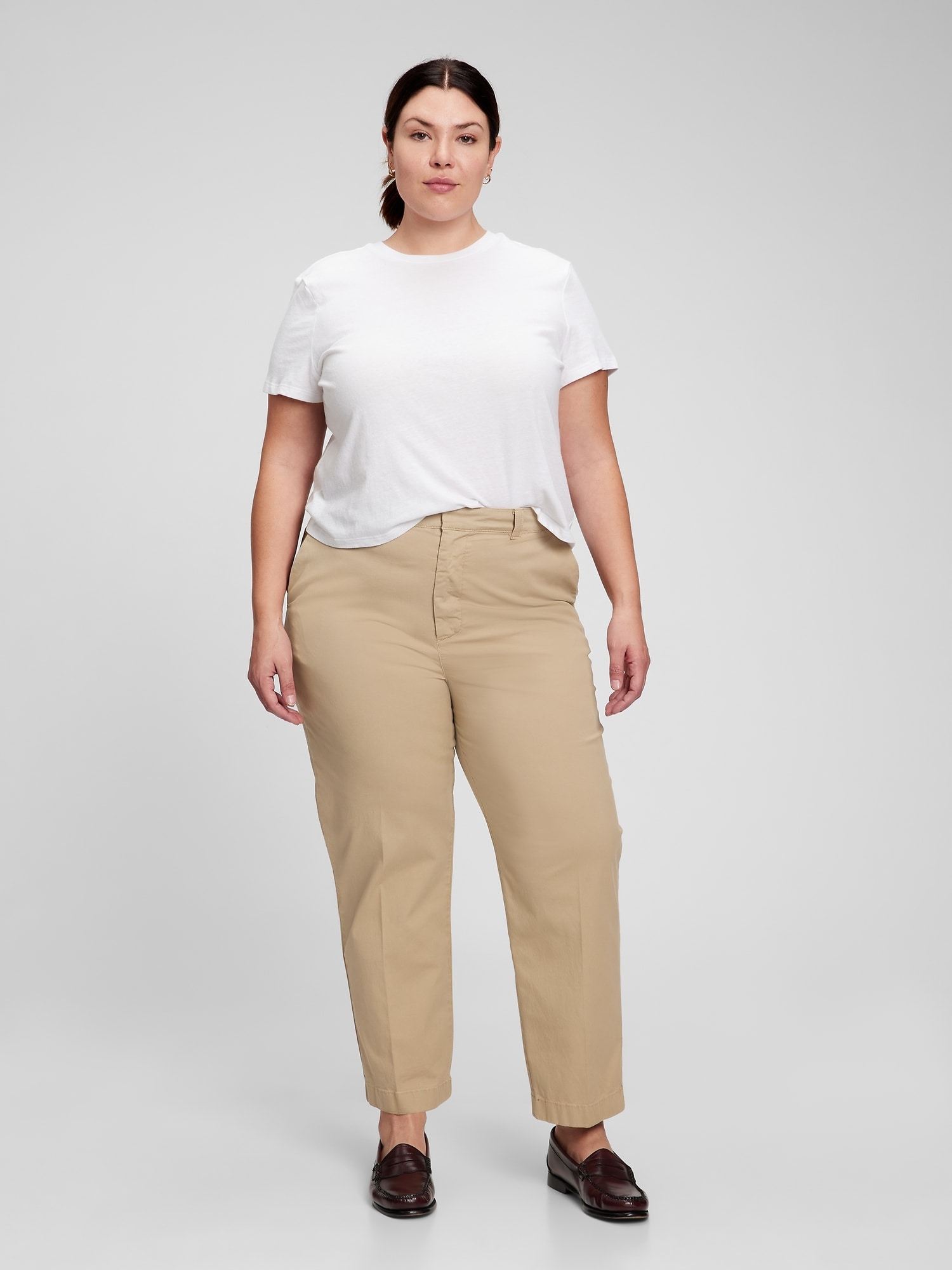 Kalhoty straight khaki Washwell vel. 8
