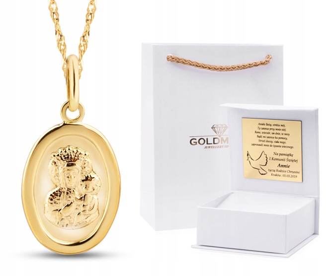 ZŁOTY MEDALIK ŁAŃCUSZEK CHRZEST KOMUNIA ŚWIĘTA 333