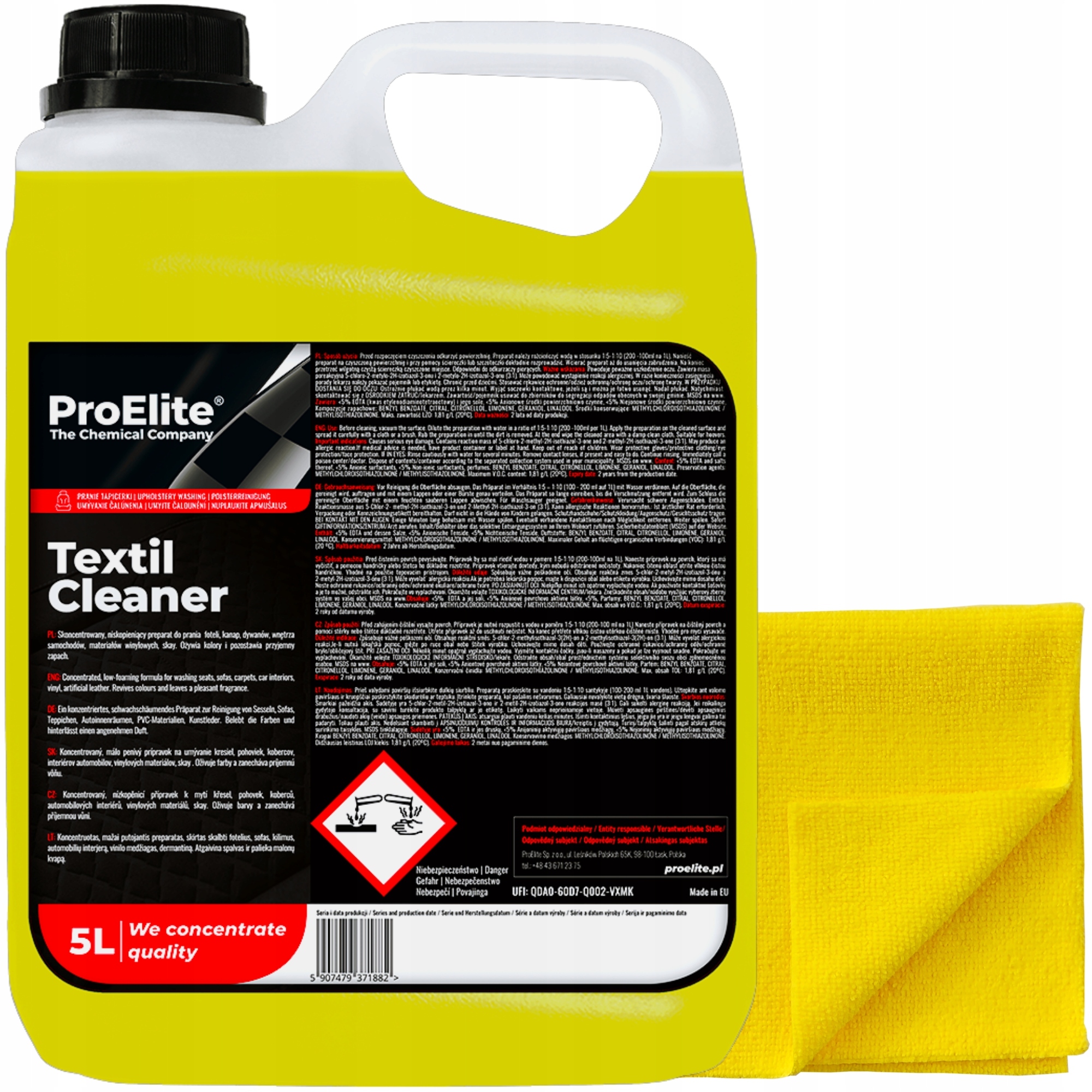 ProElite Textil Cleaner 5L mocny płyn do prania tapicerki do odkurzacza