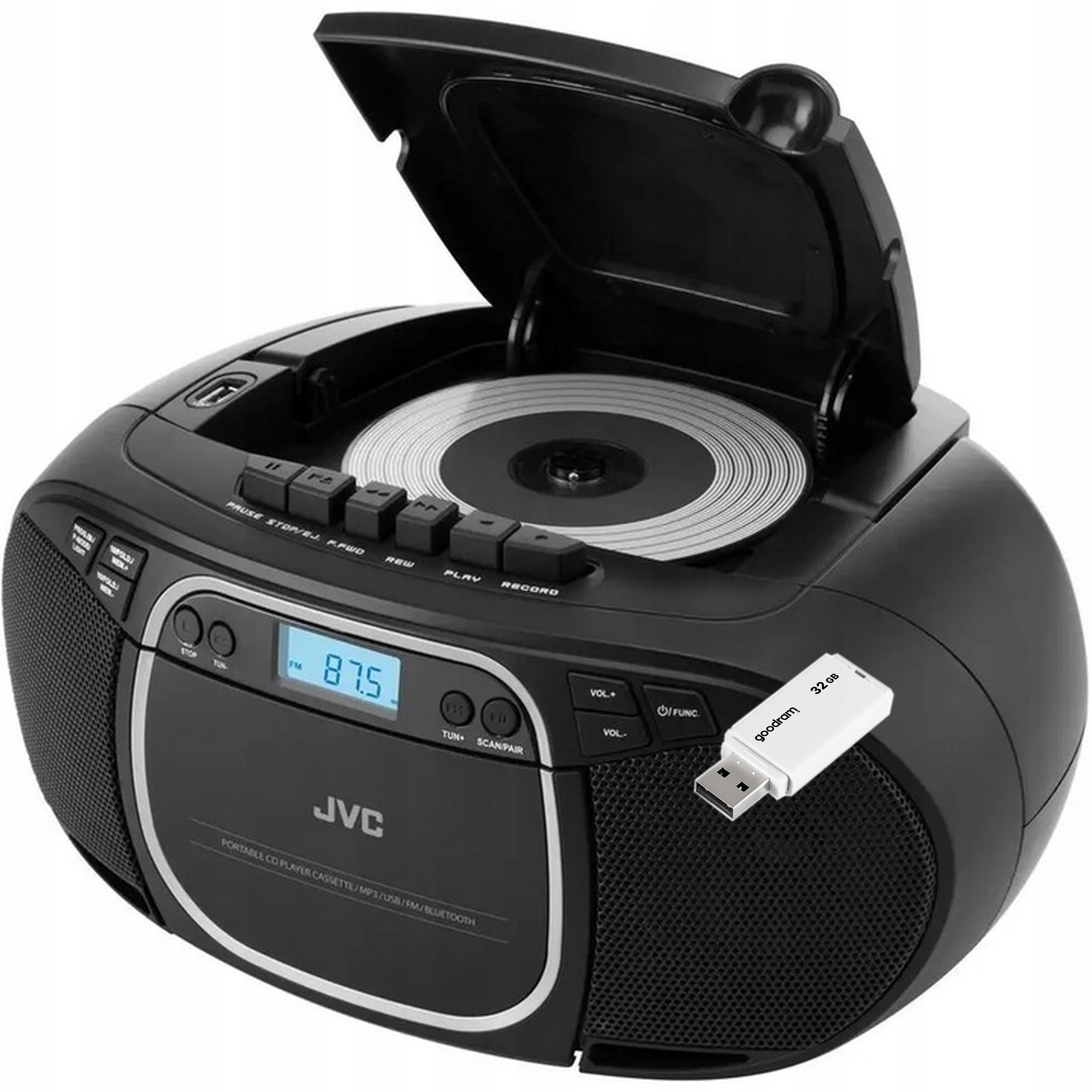 Boombox Jvc RC-E451B Radiopřijímač CD Usb LCD displej MP3 Flash Disk