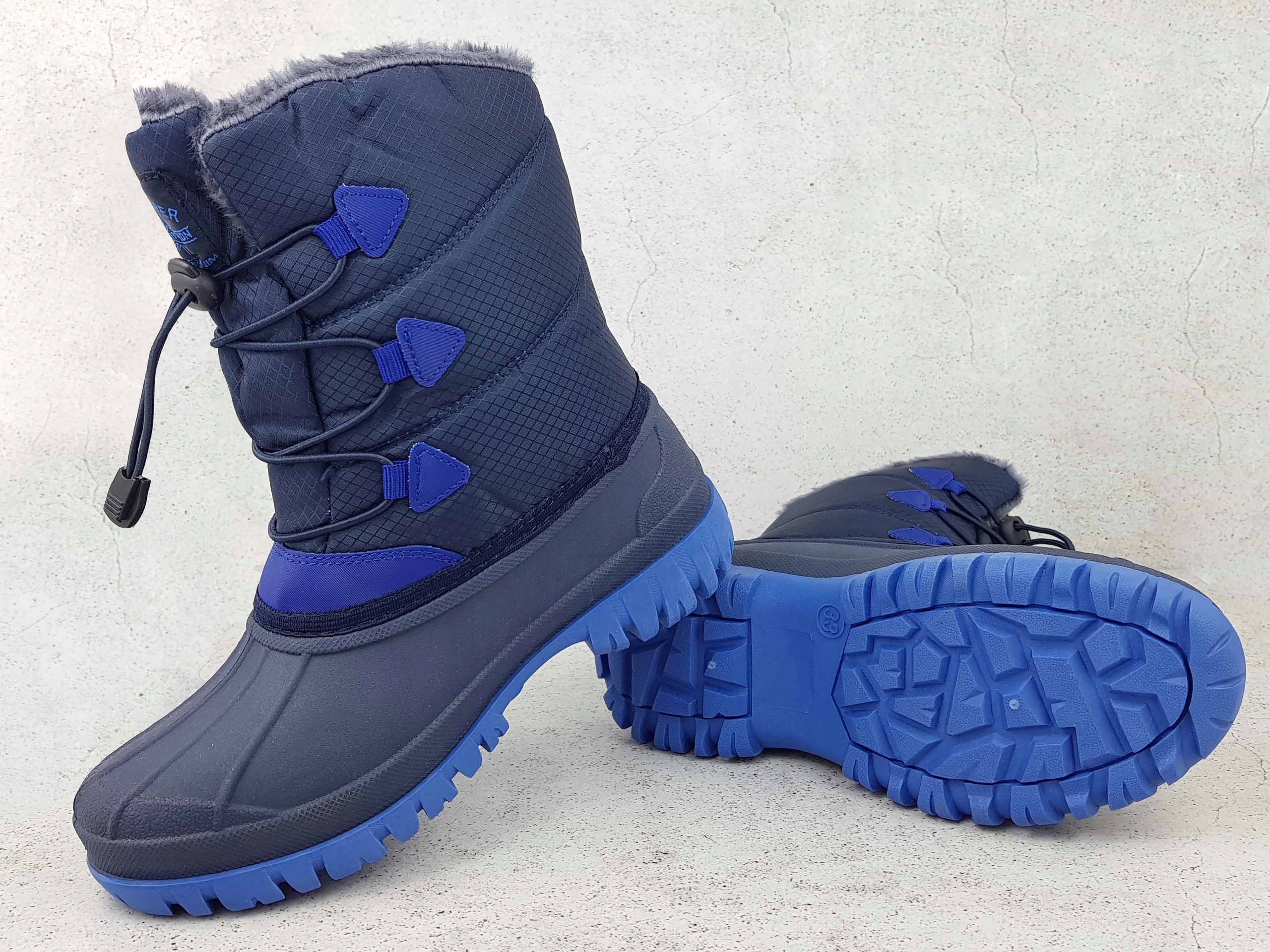 LEE COOPER SNOW ŚNIEGOWCE DZIECIĘCE BUTY OCIEPLANE FUTERKIEM ŚCIĄGACZ Materiał tkanina