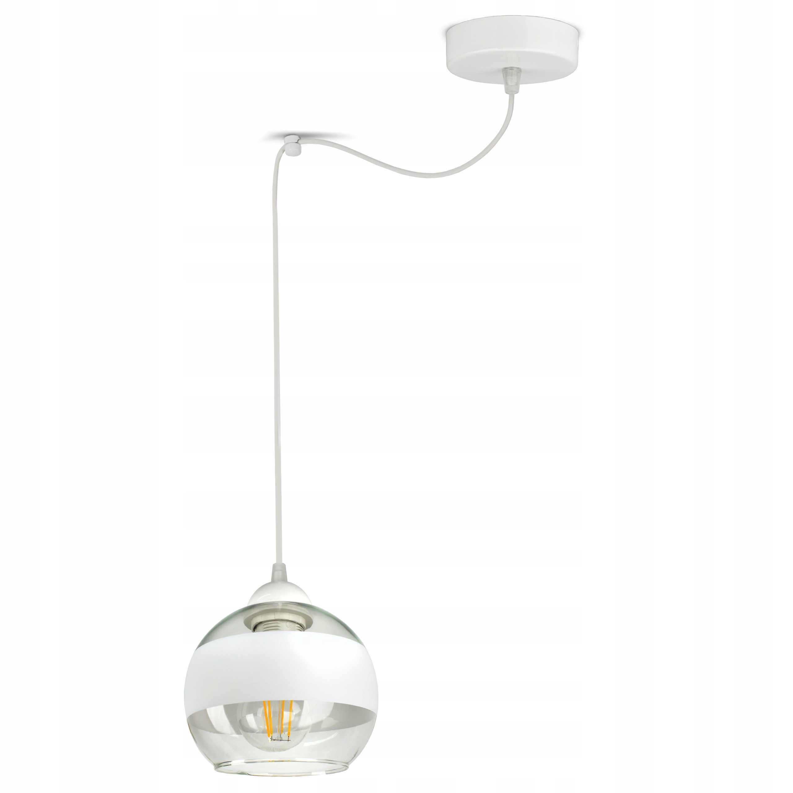 Lampa Wisząca Sufitowa Pająk Biała Szklana Kula White Belt S1 Led E27
