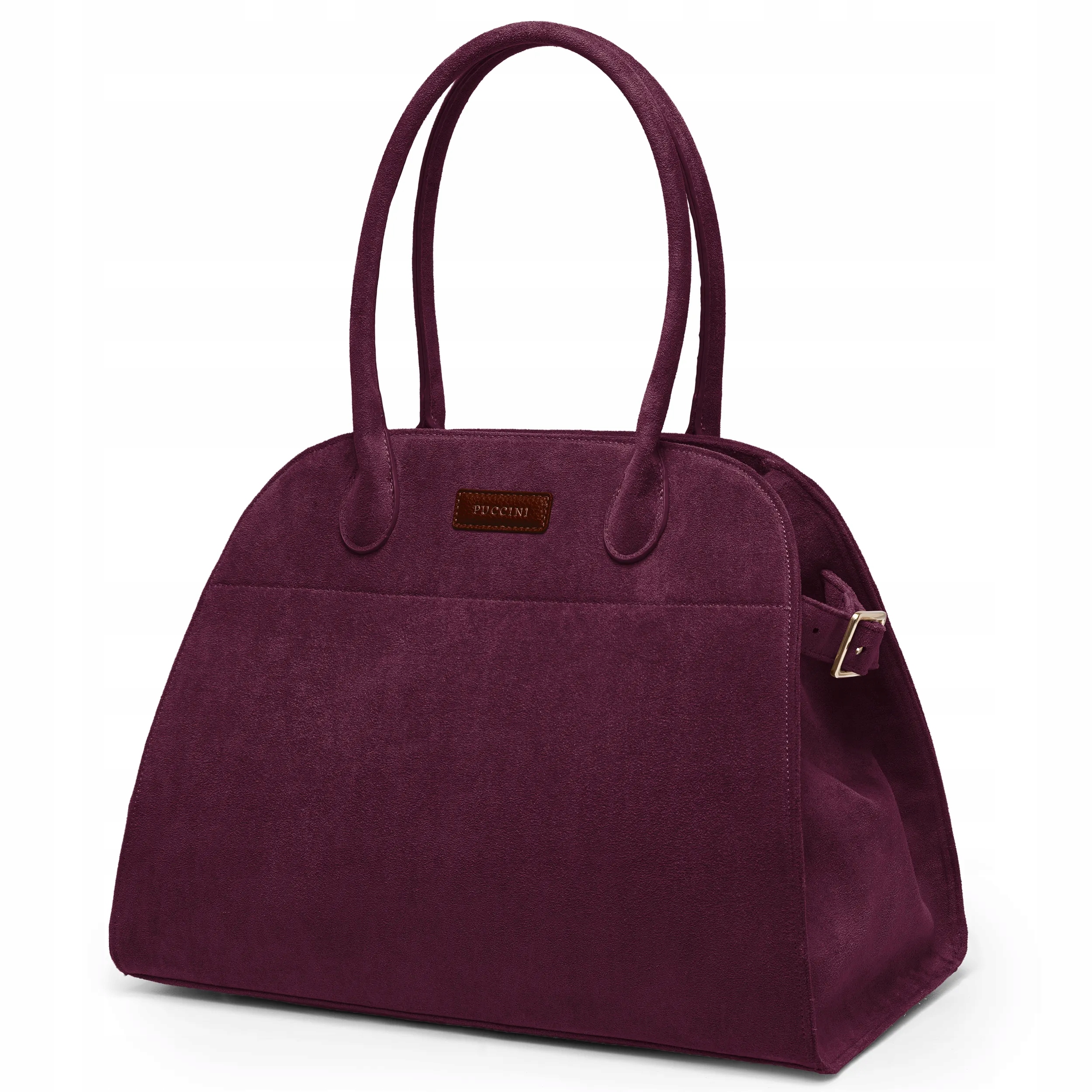 Puccini Torebka Damska Duża Na Ramię Zamsz Ekologiczny Bordowa BK2251033D-1