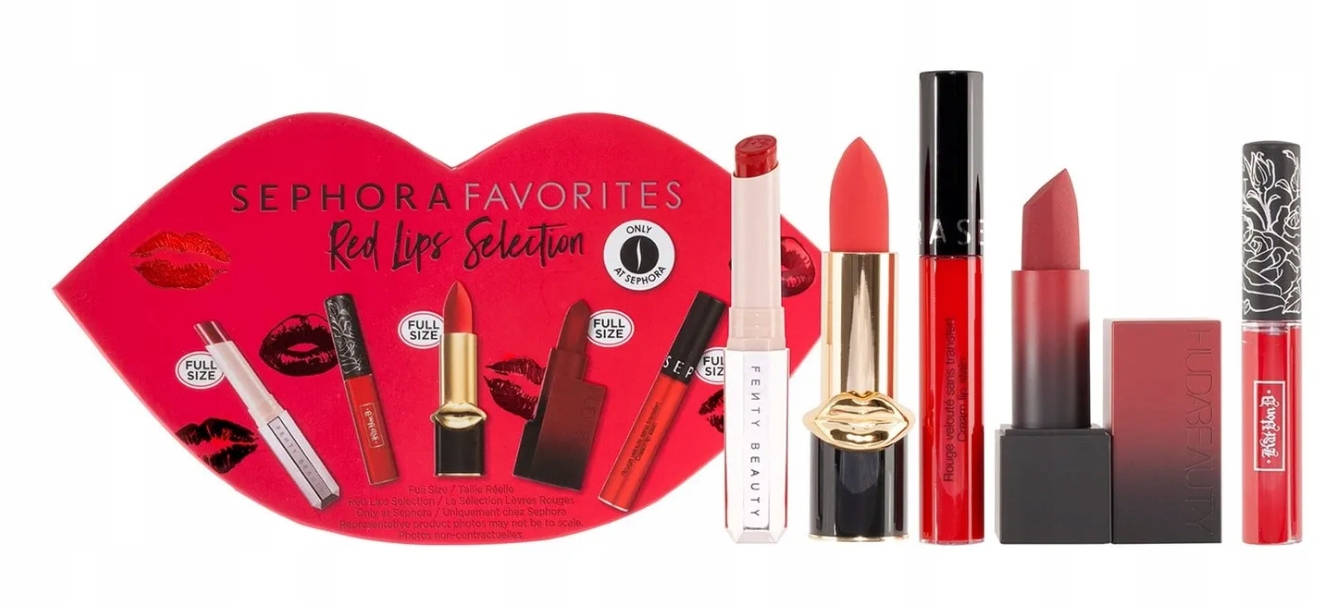 Sephora pomadka Fenty Beauty Kat Von D Pat Mc Grath Huda Beauty zestaw 5 sz