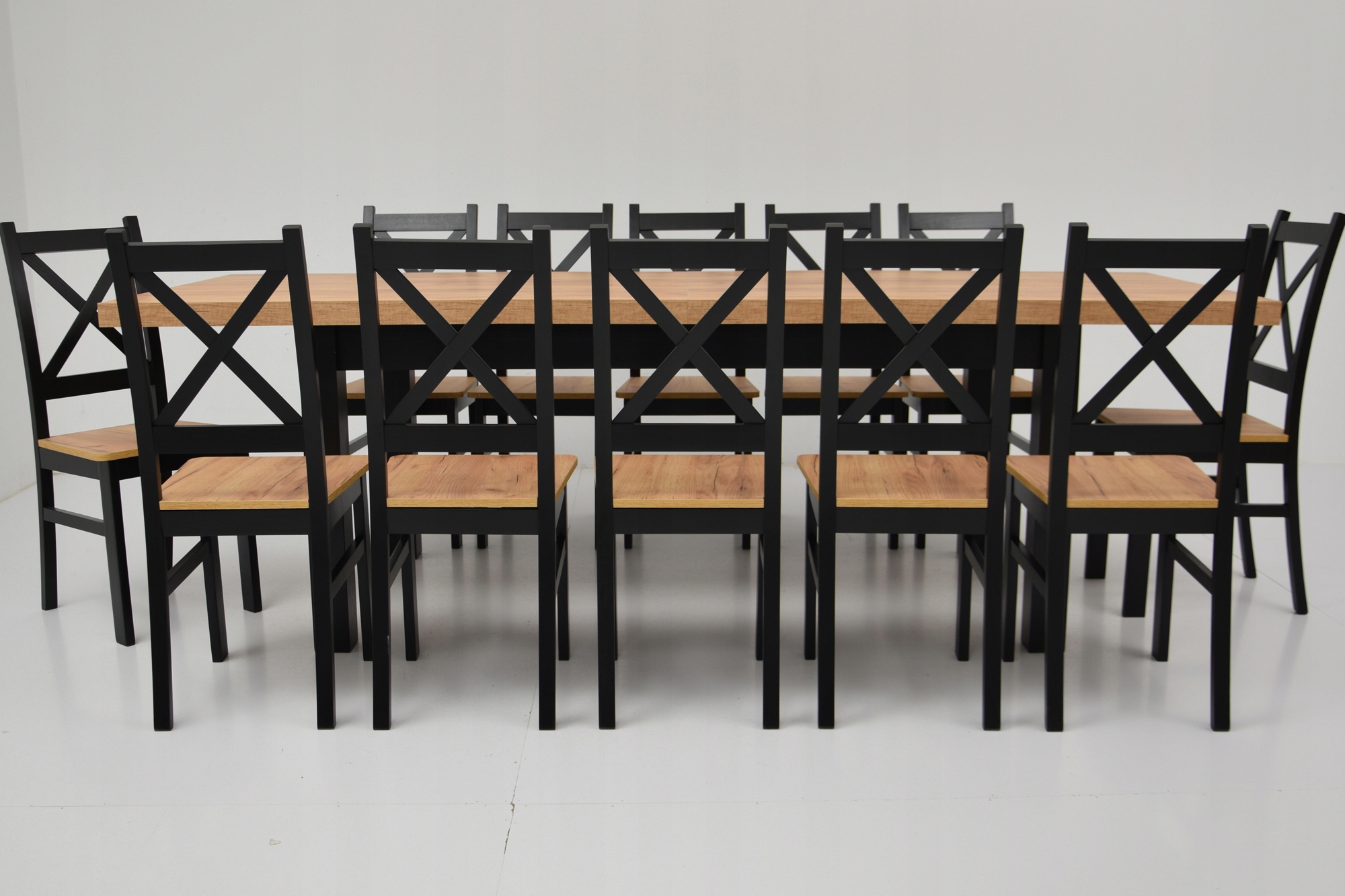 DUŻY ZESTAW do SALONU stół 12 DREWNIANYCH KRZESEŁ Kod producenta K-1 + S-7