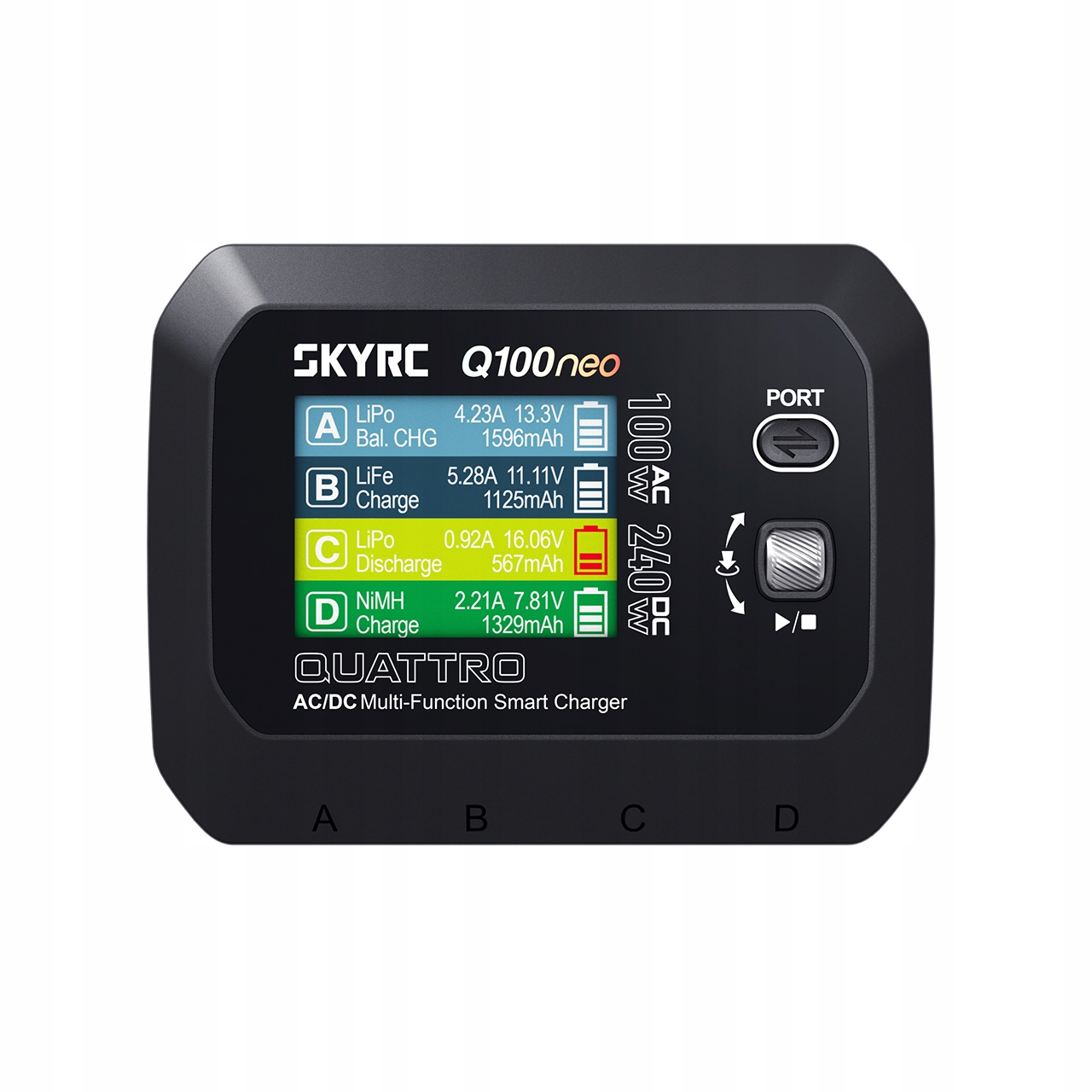 SkyRC Q100 Neo Čtyřkanálová nabíječka Ac/dc 100W/240W 6A 4S LiPo/LiIon