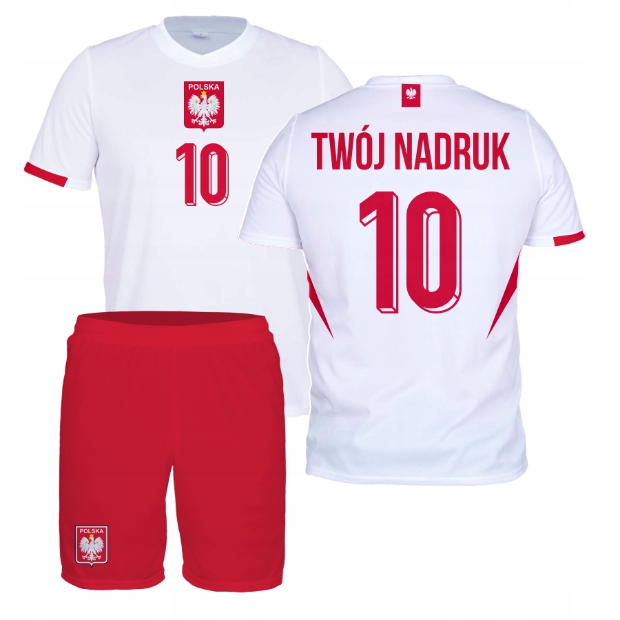 Fotbalové oblečení Polsko Bílé tričko kraťasy Vlastní Potisk velikost 140