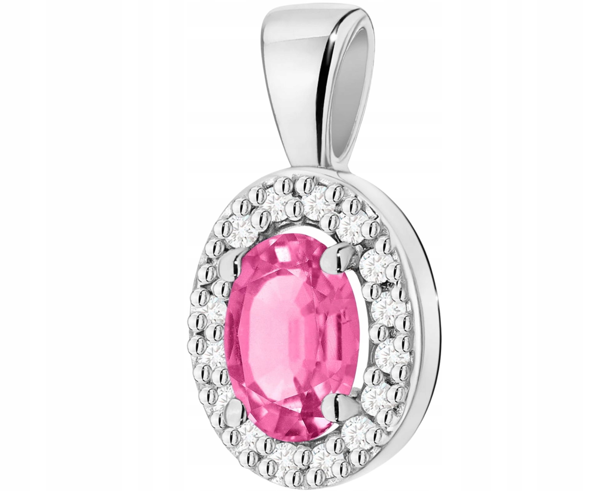 Bílý Zlatý Přívěsek S Růžovým Topazem A Diamantem Ve Zlaté Ryzosti 585