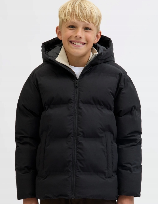 Jack & Jones Młodzieżowa Zimowa Pikowana Kurtka Z Kapturem 164 J9A
