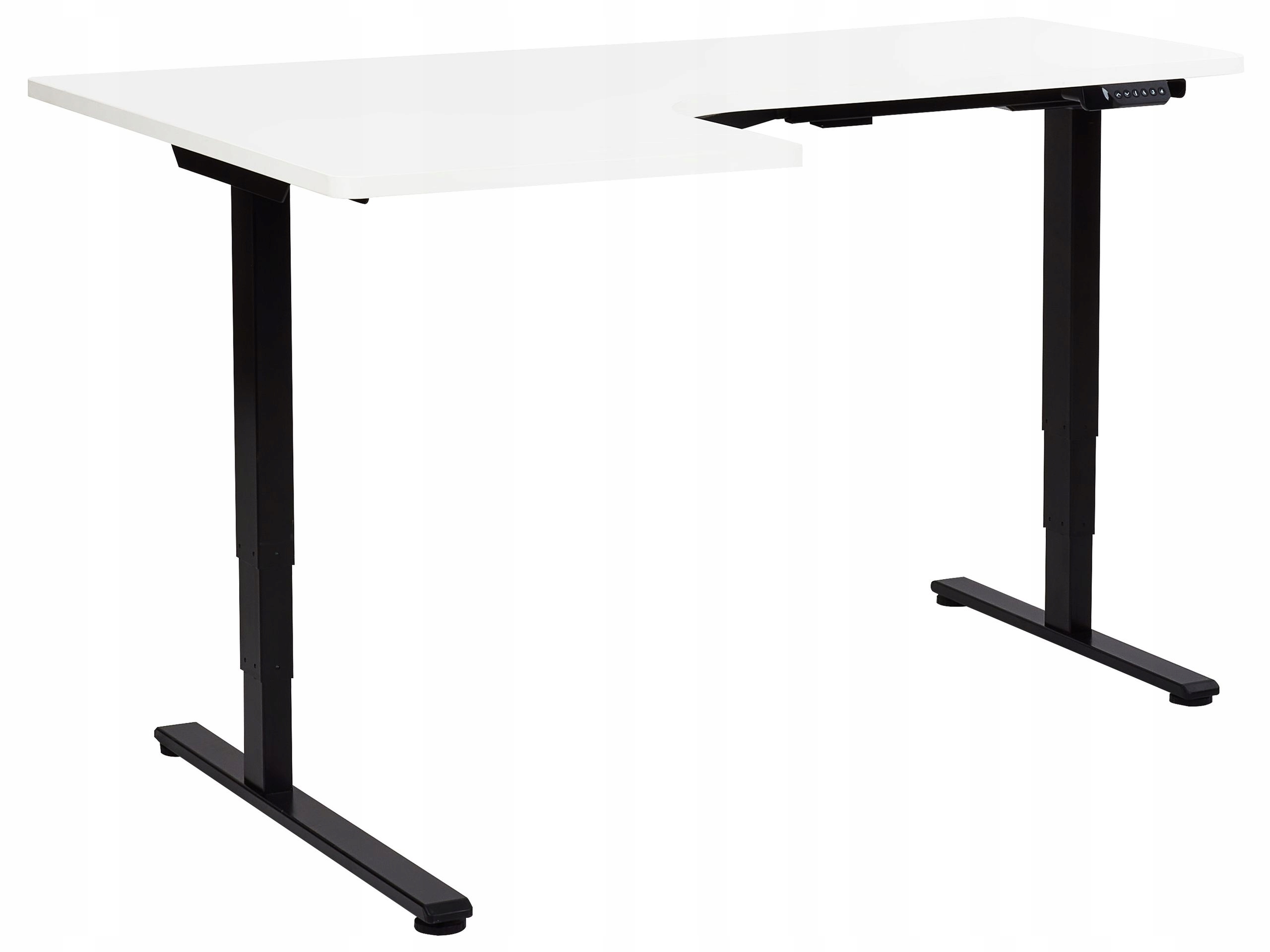 Biurko narożne regulowane 160x59 cm czarno-białe