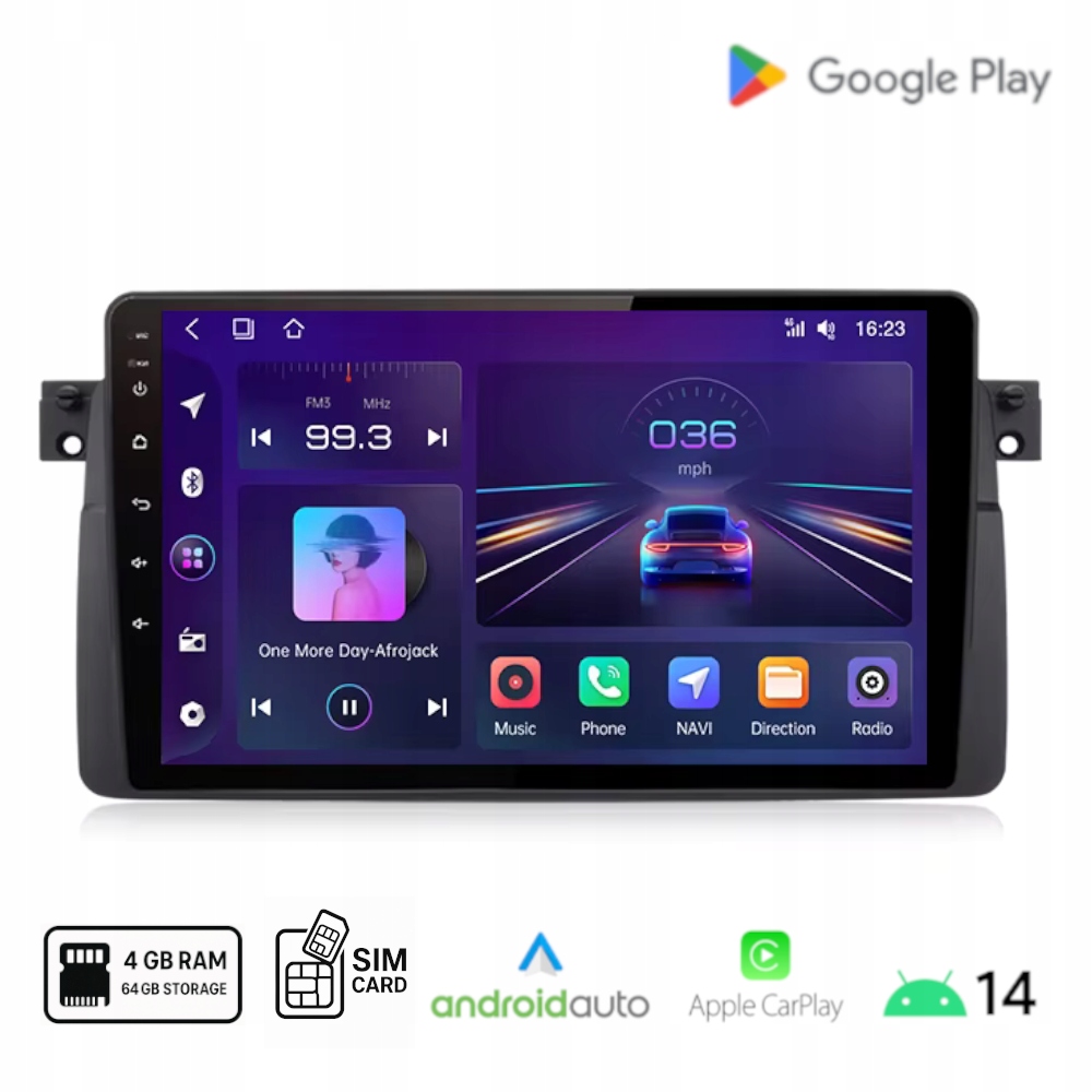 Rádio Android Bmw E46 bezdrôtové Carplay a Android Auto Sim 4+64 Gb