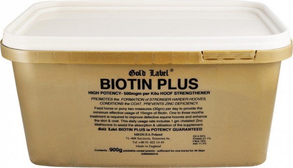 Biotyna Cynk Suplement Wspomagający Kopyta Sierść Skórę 900 g Gold Label