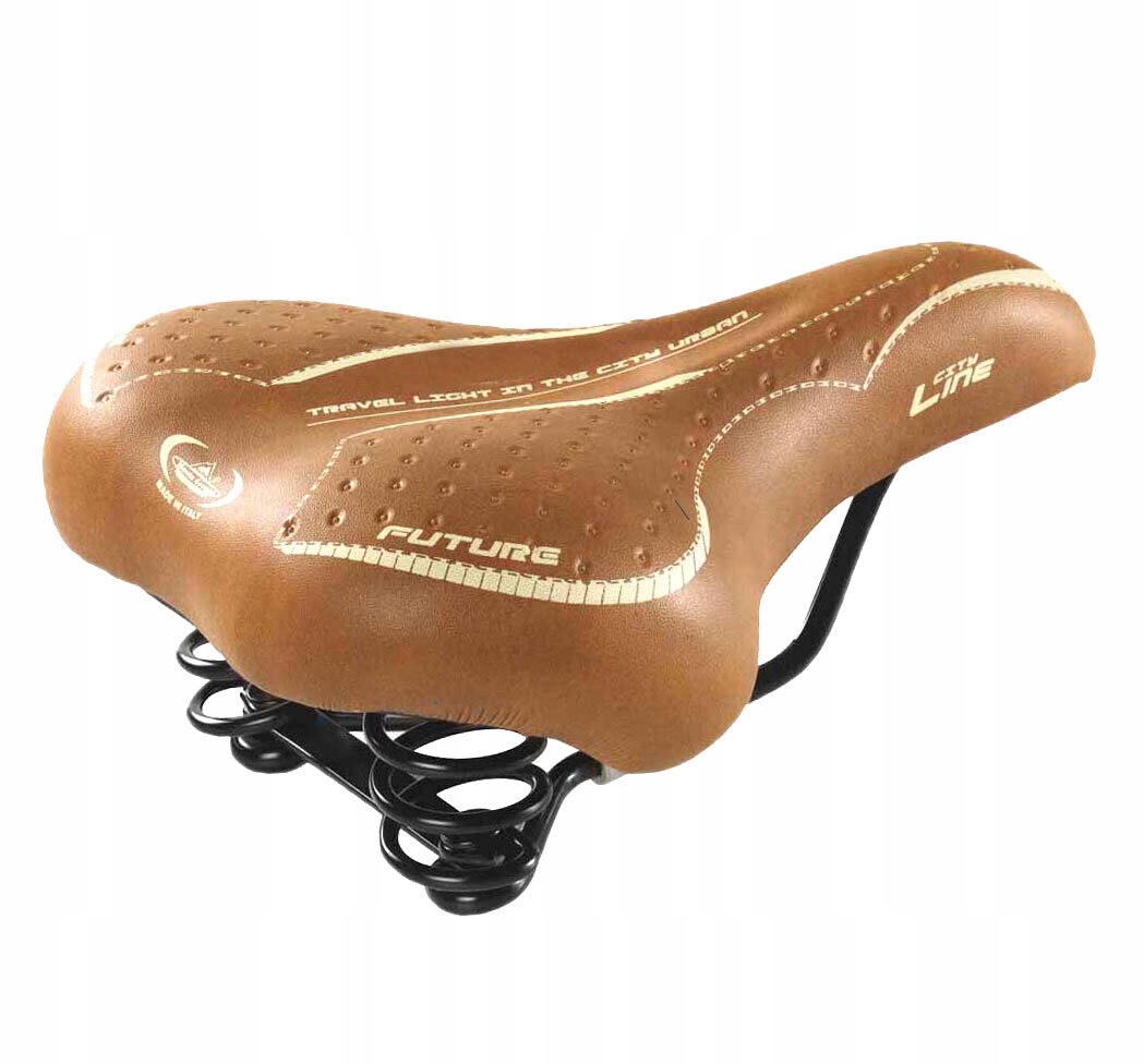 DAMSKIE SIODEŁKO ROWEROWE NA SPRĘŻYNACH BRĄZOWE