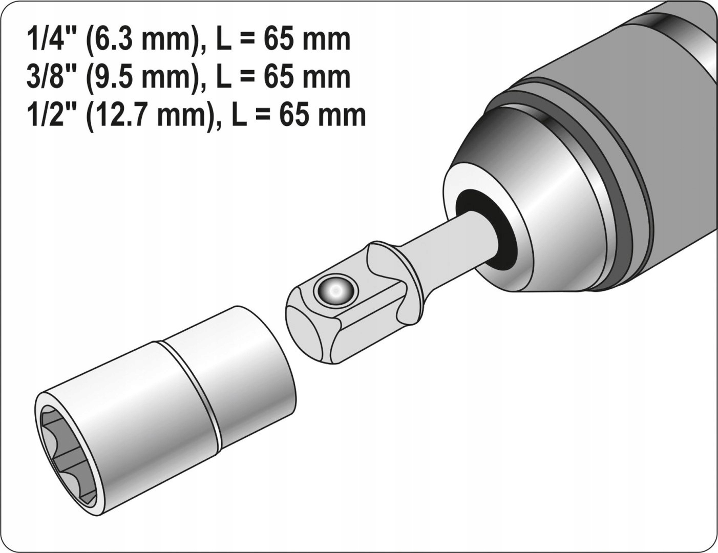 ADAPTER SDS PLUS DO NASADEK 1/4'', 3/8'', 1/2'' Seria YT-04686