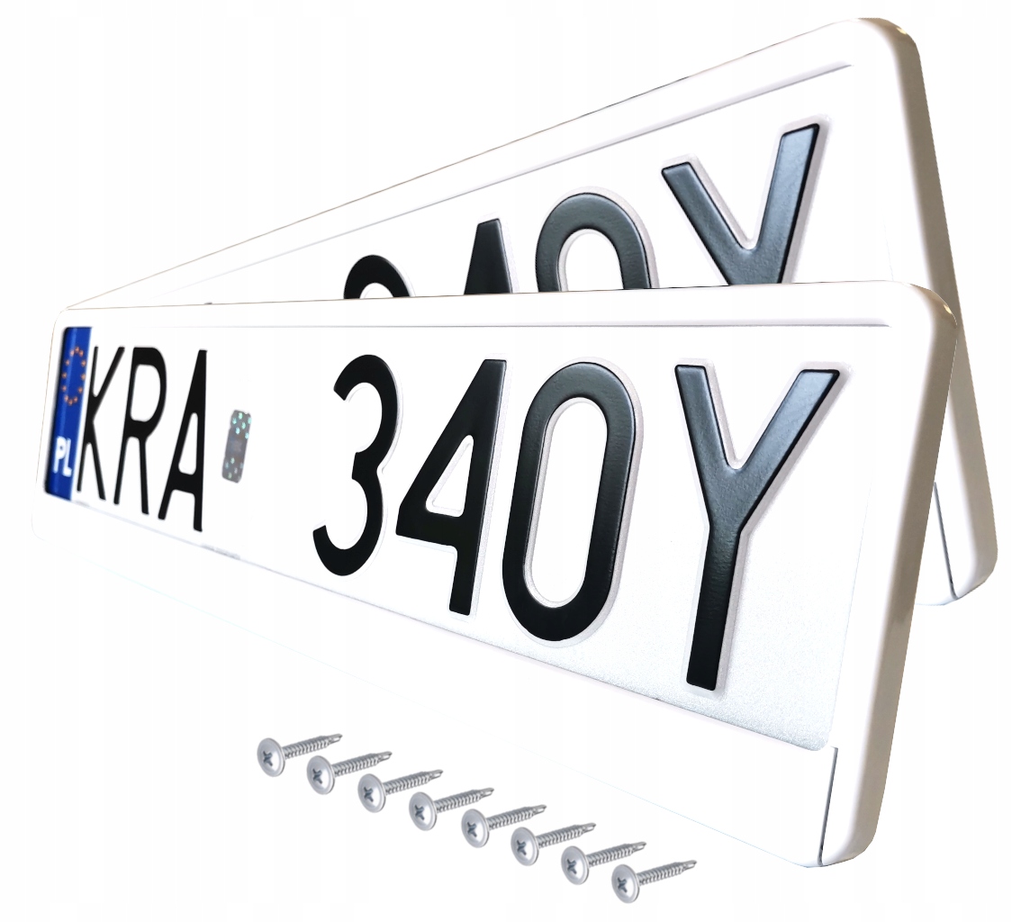 РАМКИ ДЛЯ РЕГИСТРАЦИИ МЕТАЛЛИЗИРОВАННЫЕ БЕЛЫЕ + ВИНТЫ