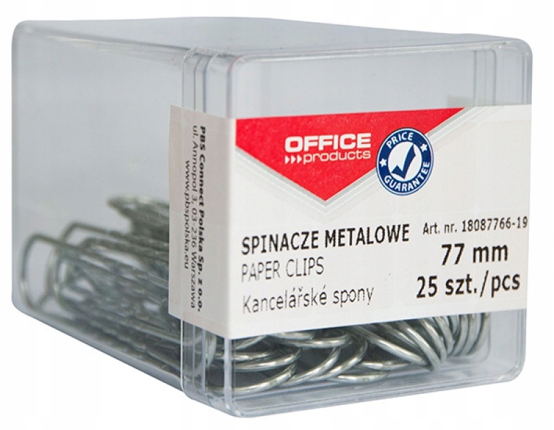 

Spinacze metalowe 77mm 25szt biurowe okrągłe