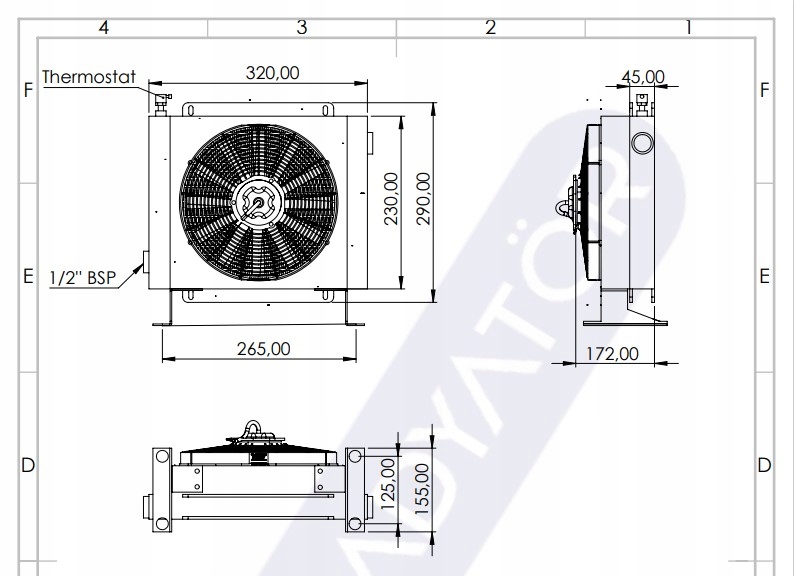 Chłodnica oleju hydraulicznego 80L/min DC 12V z termostatem Producent części inny