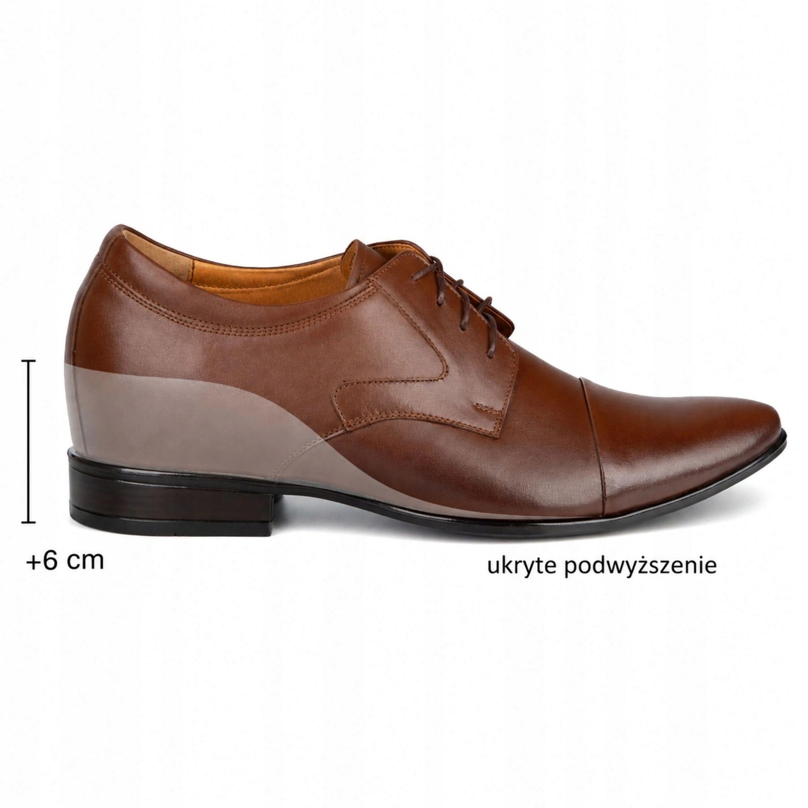 Pánské vyvýšené boty 6 cm kožené společenské P10 hnědé 38
