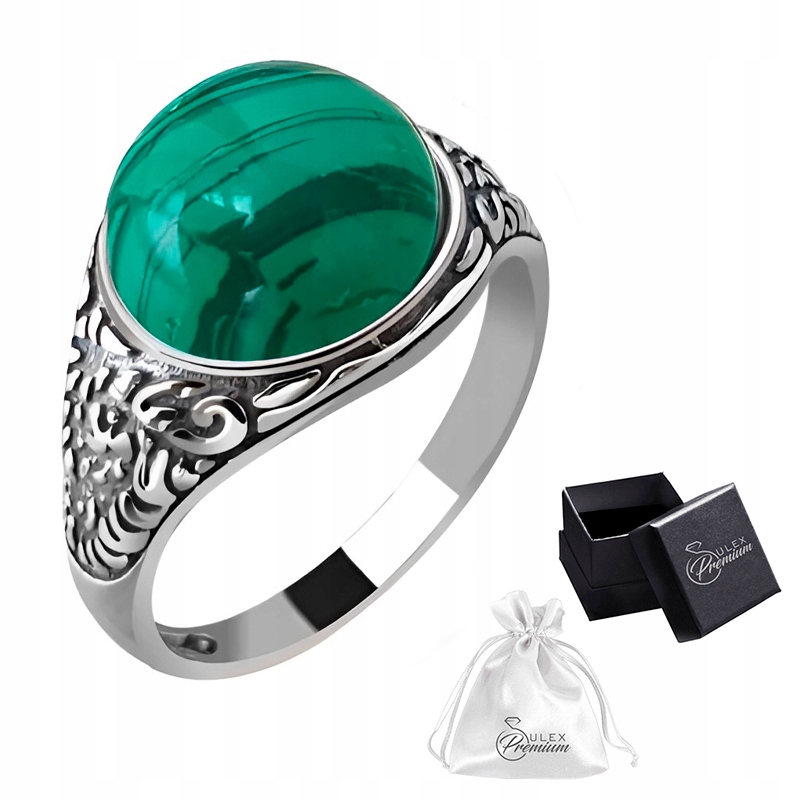 Prstýnek ryzost 925 Stylový Prstýnek s Malachitem| vel. 15