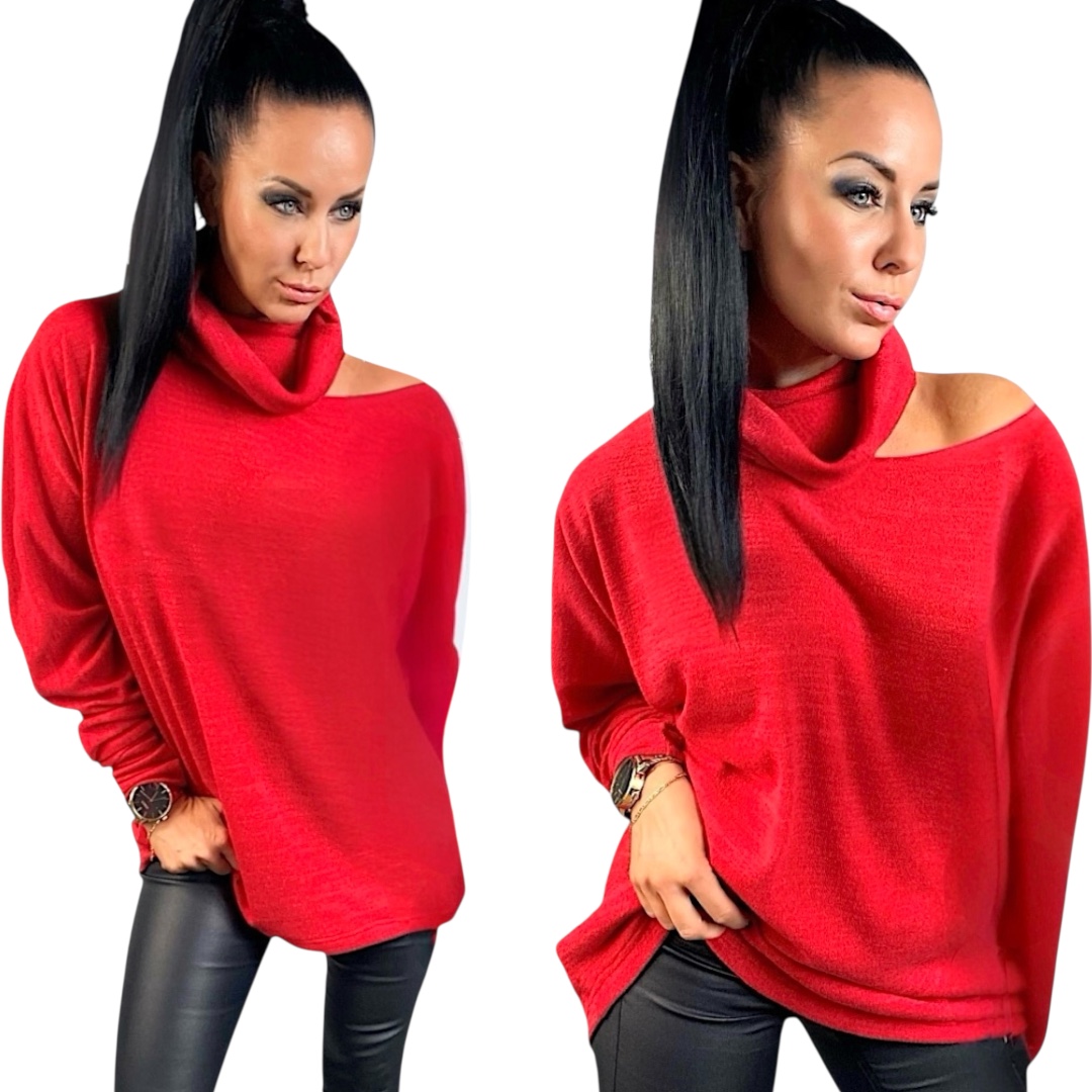 Golf dámský svetr dlouhý elegantní svetr volný oversize halenka S 36