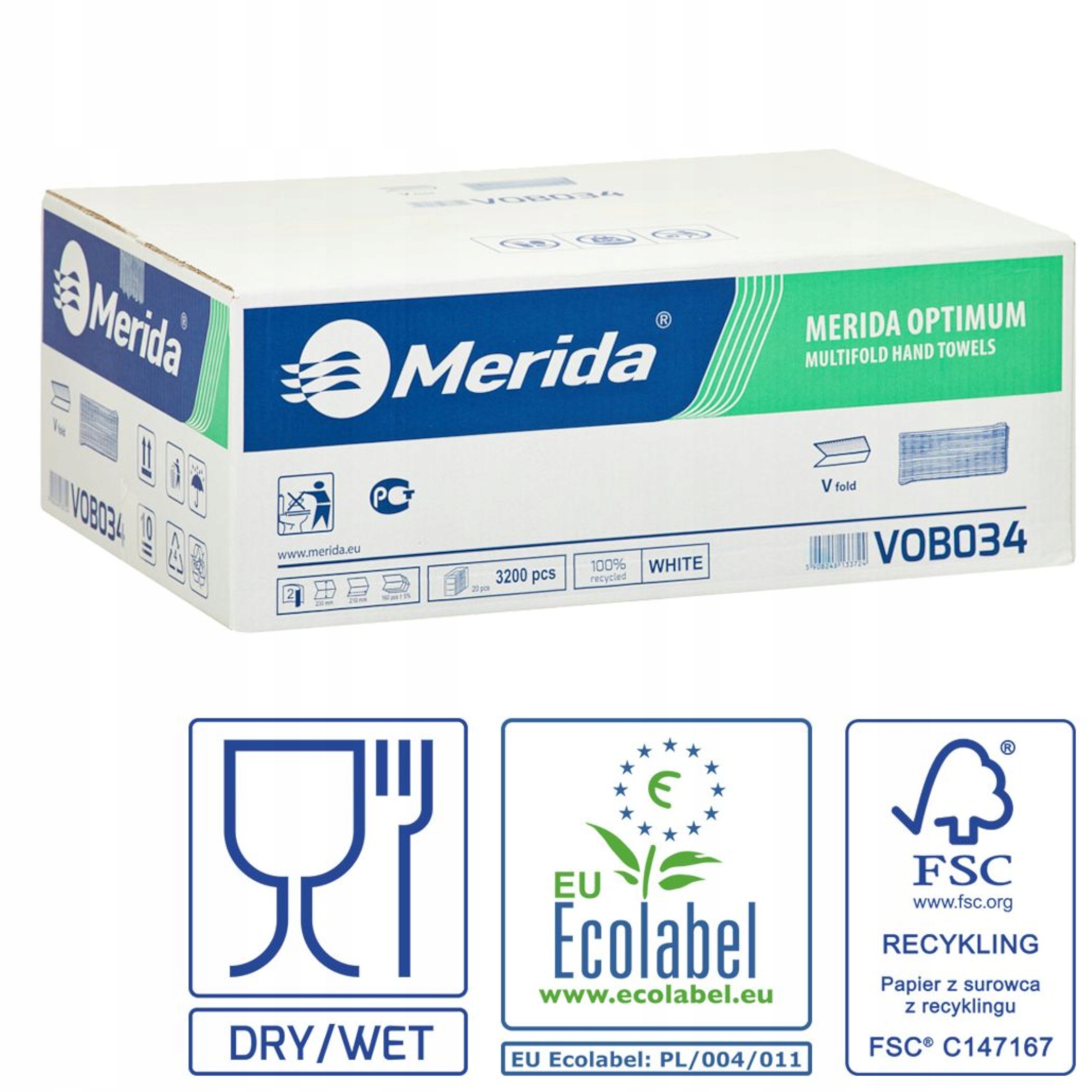 Merida Papírové Ručníky Skládací Bílé VOB034