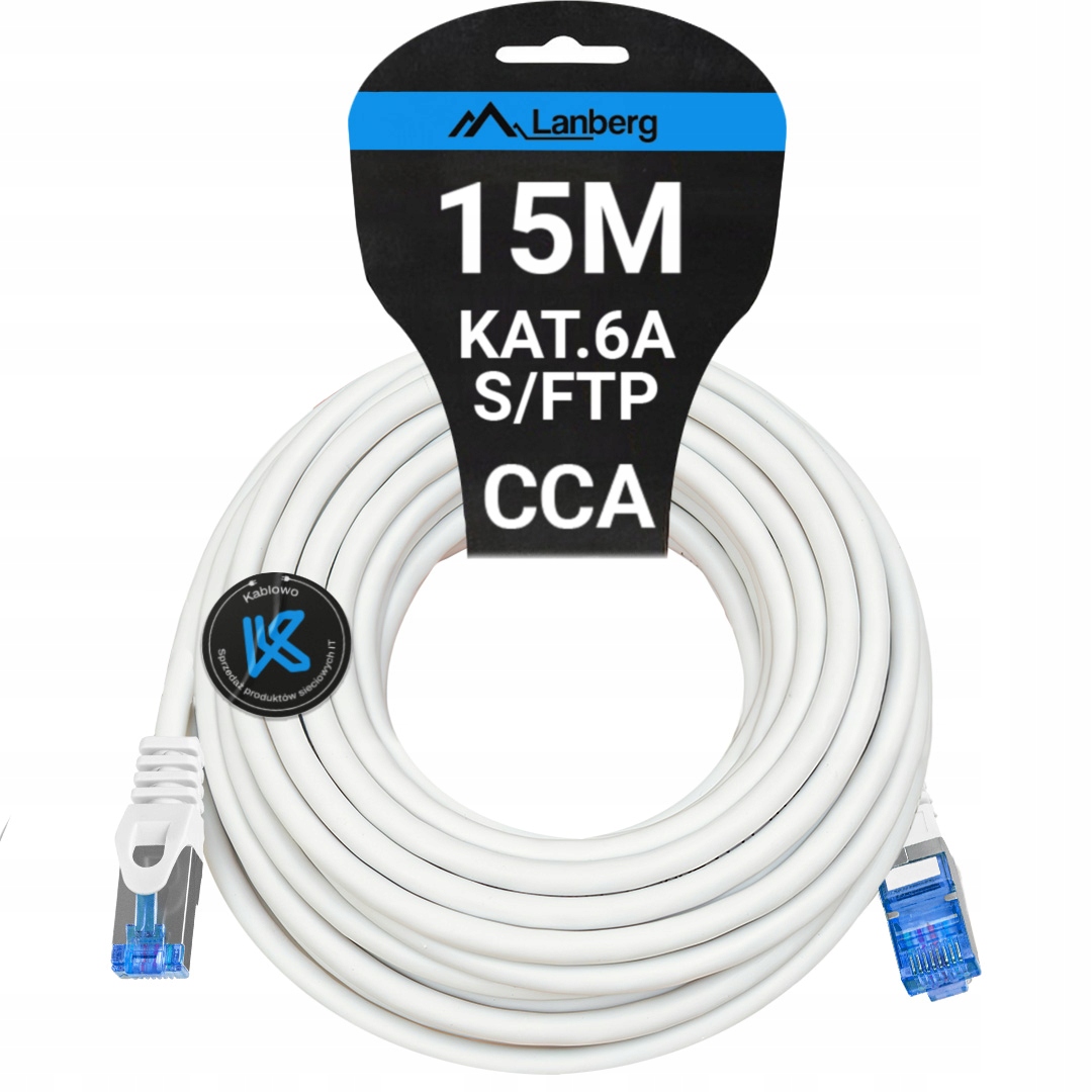 KABEL PRZEWÓD LAN SIECIOWY RJ45 CCA ETHERNET KAT.6A CAT S/FTP 15M LANBERG Długość kabla 15 m