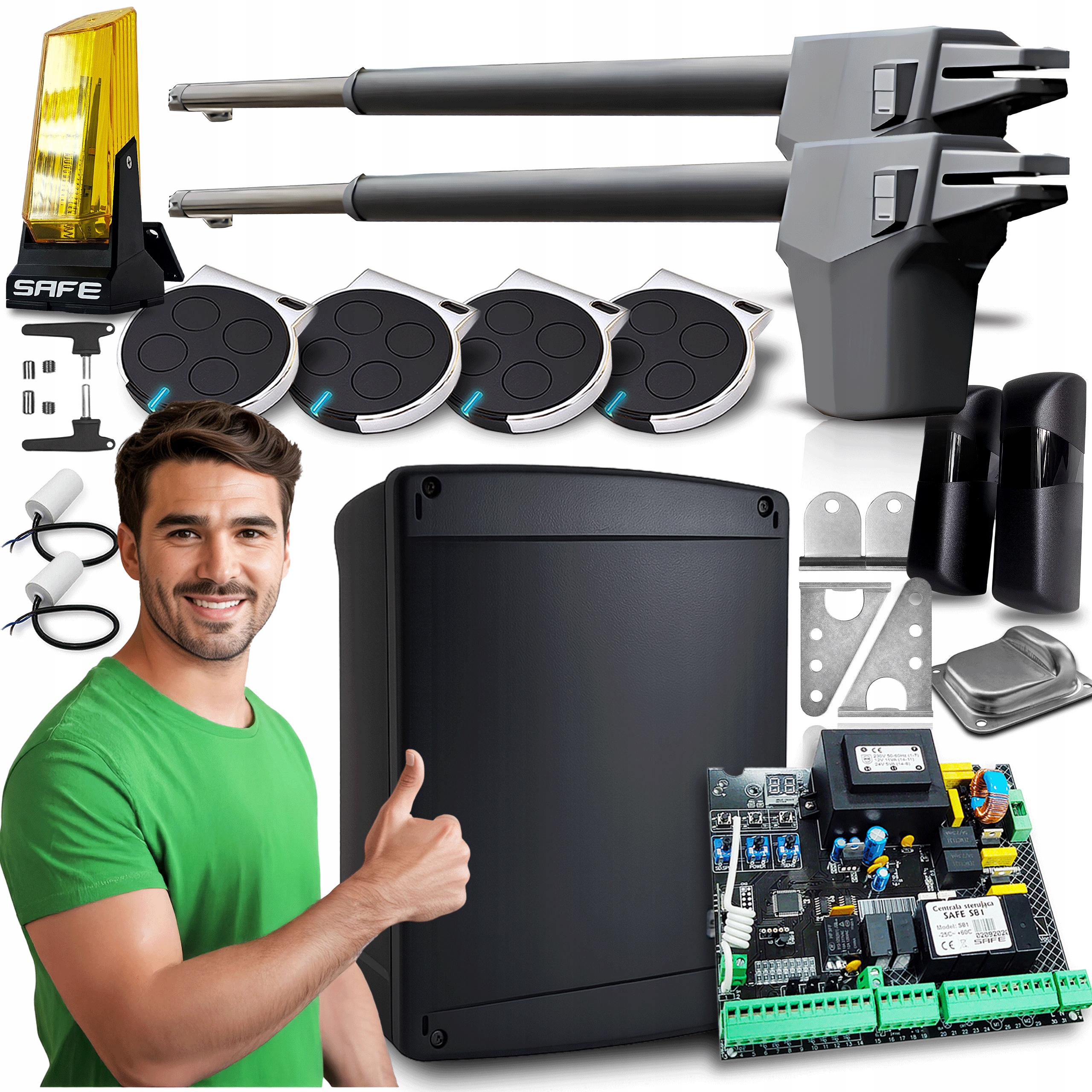 Pohon pro dvoukřídlé brány Komplet automat ovladače pohon lampa 8,6 m